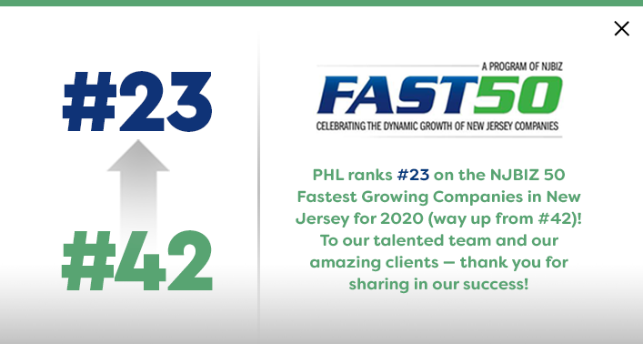 PHL ranks #23 NJBIZ 2020 Fast 50 list!